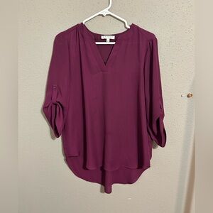 Chaus Deep Purple V-Neck Blouse. Size Women’s Small.